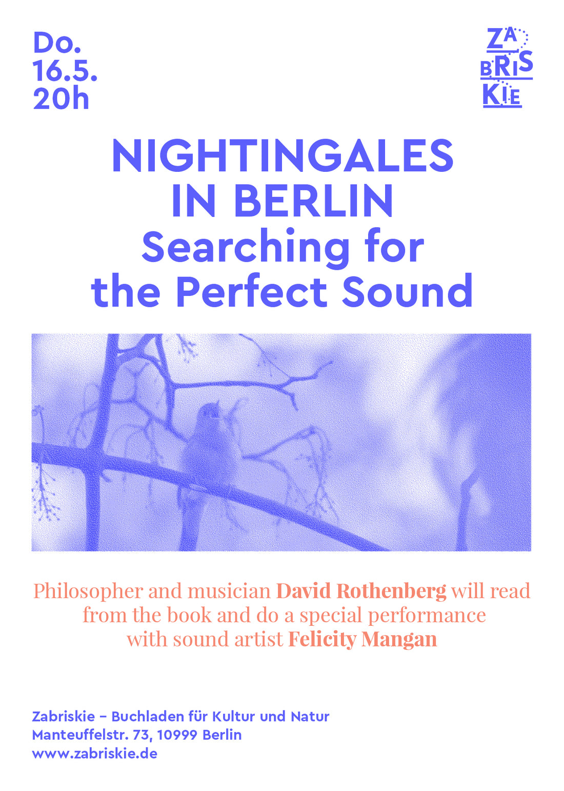 Nightingales in Berlin: Searching for  the Perfect Sound - Reading and Performance with David Rothenberg and Felicity Mangan