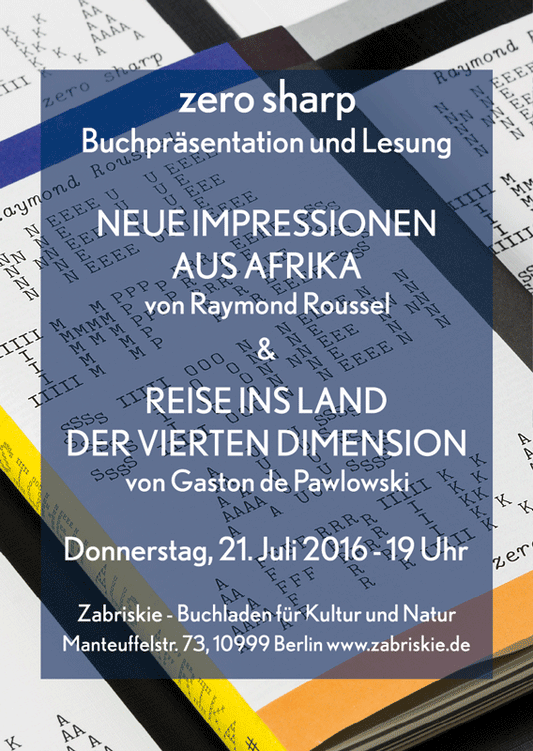 Buchpräsentation und Lesung mit dem Berliner Verlag zero sharp