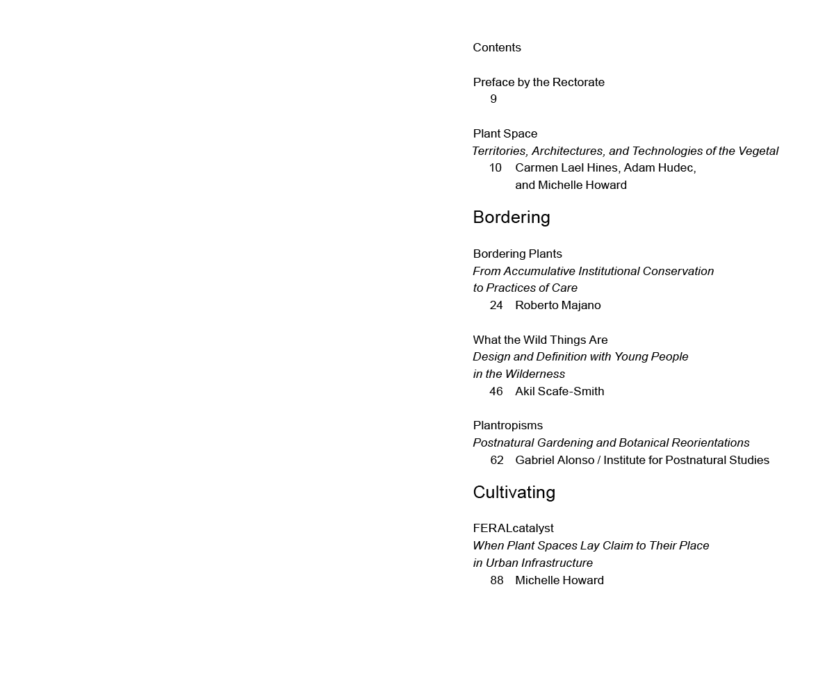 Plant Space - Territories, Architectures and Technologies of the Vegetal