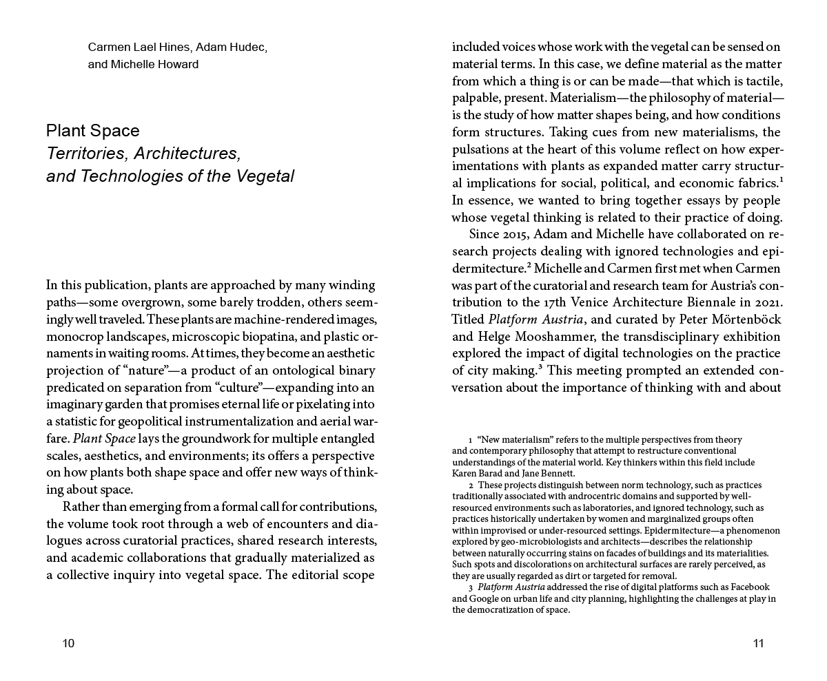 Plant Space - Territories, Architectures and Technologies of the Vegetal