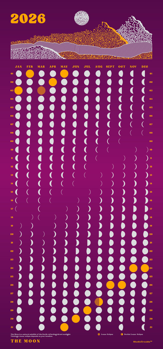 THE MOON Calendar 2026 – Purple Gradient Edition