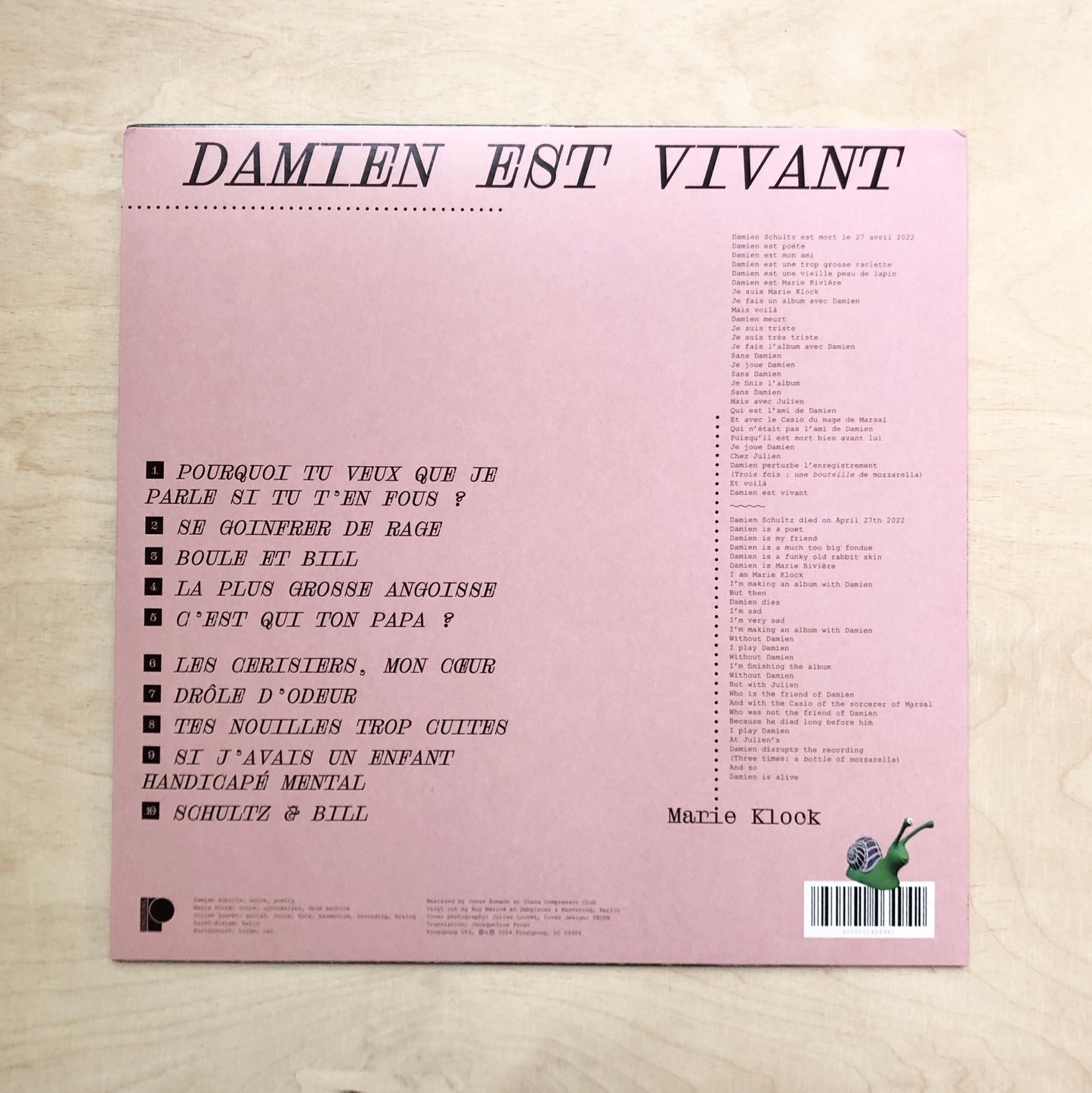 Marie Klock - Damien Est Vivant - Vinyl LP